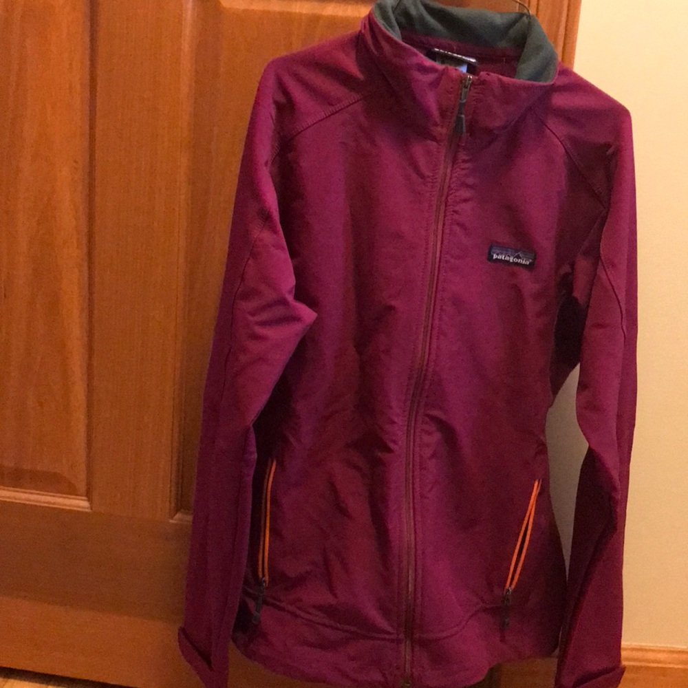Patagonia Maroon Jacket with Orange Details